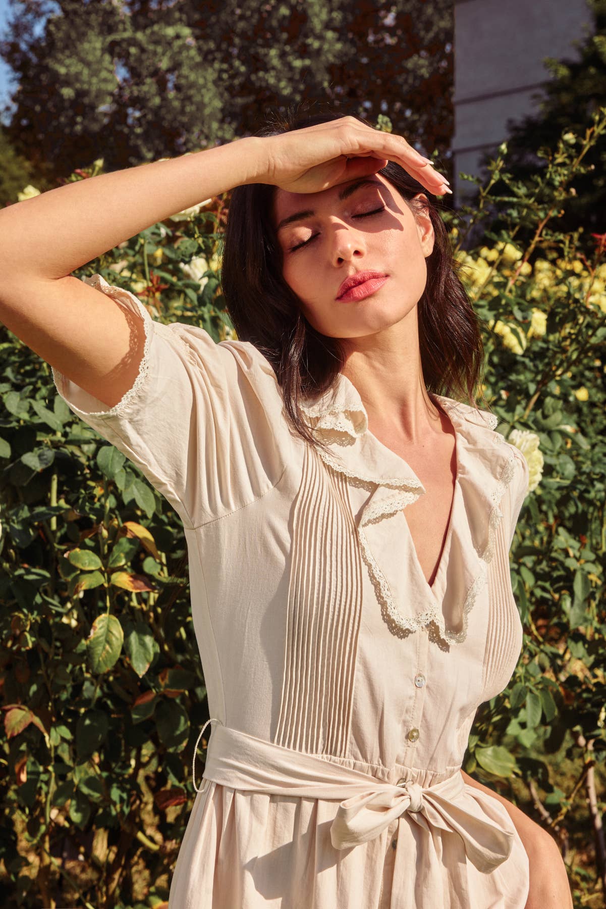 Cotton Puff Sleeve Dress: Parchment