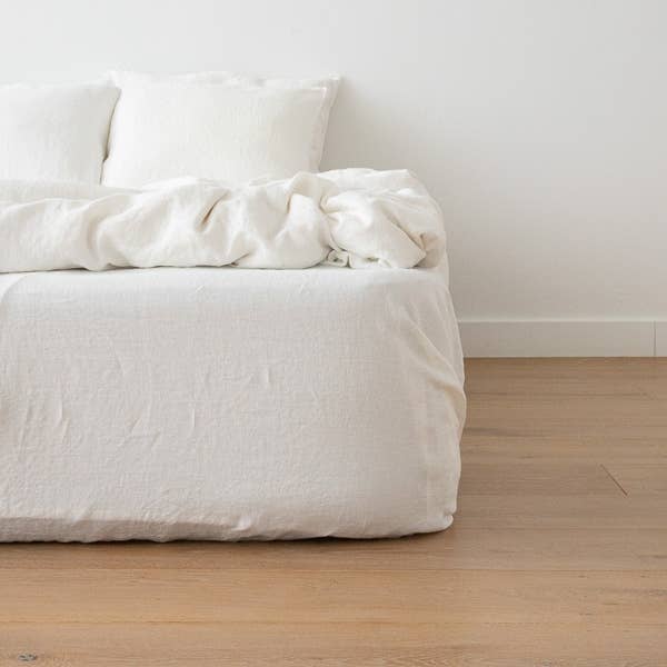 European Linen Fitted Sheet: Off White (King)