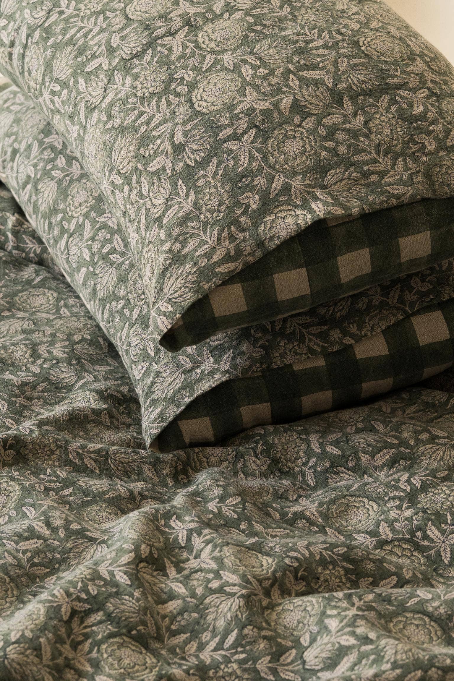 Sorrel Block Printed Linen Duvet Cover Set