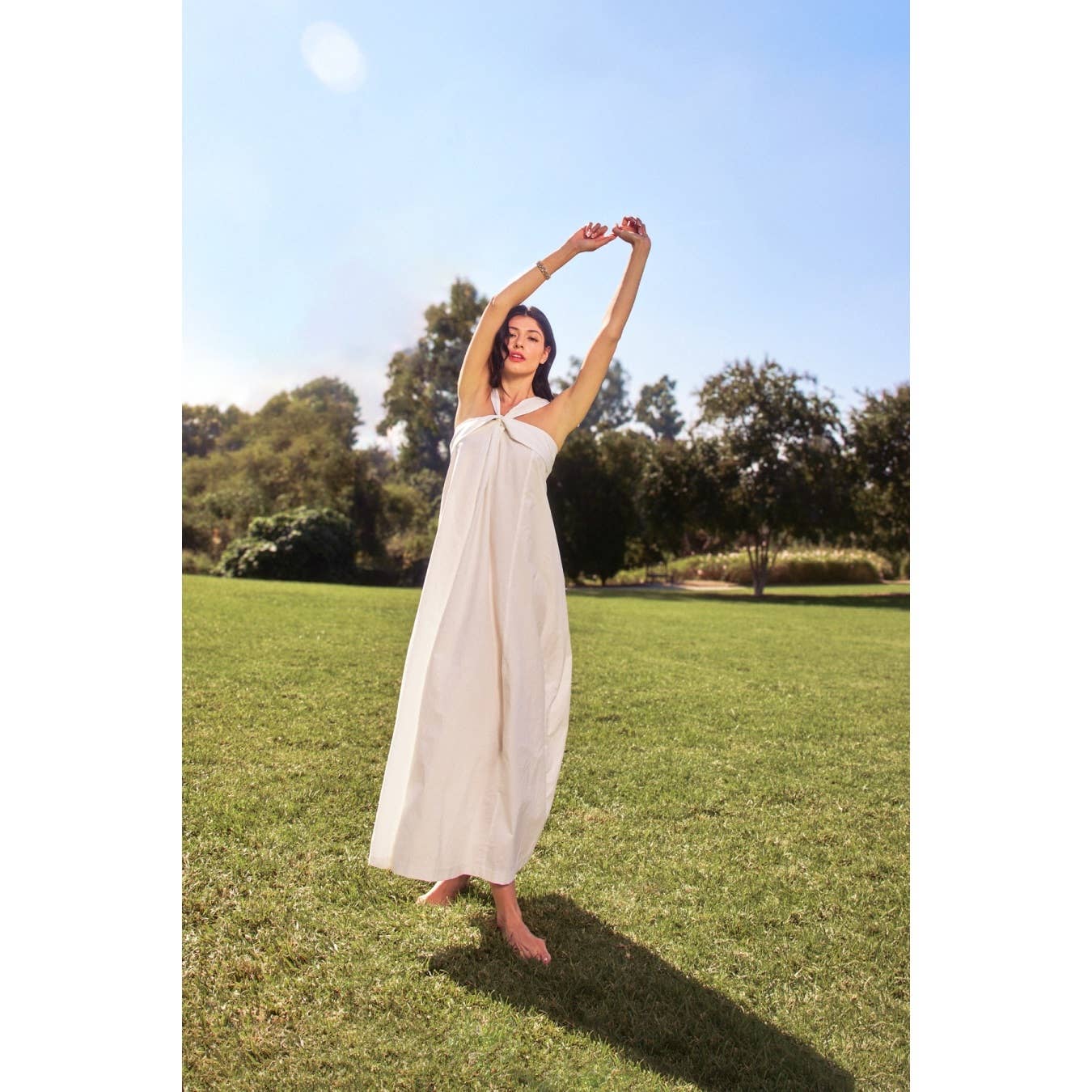 Cotton Halter Maxi Dress: White