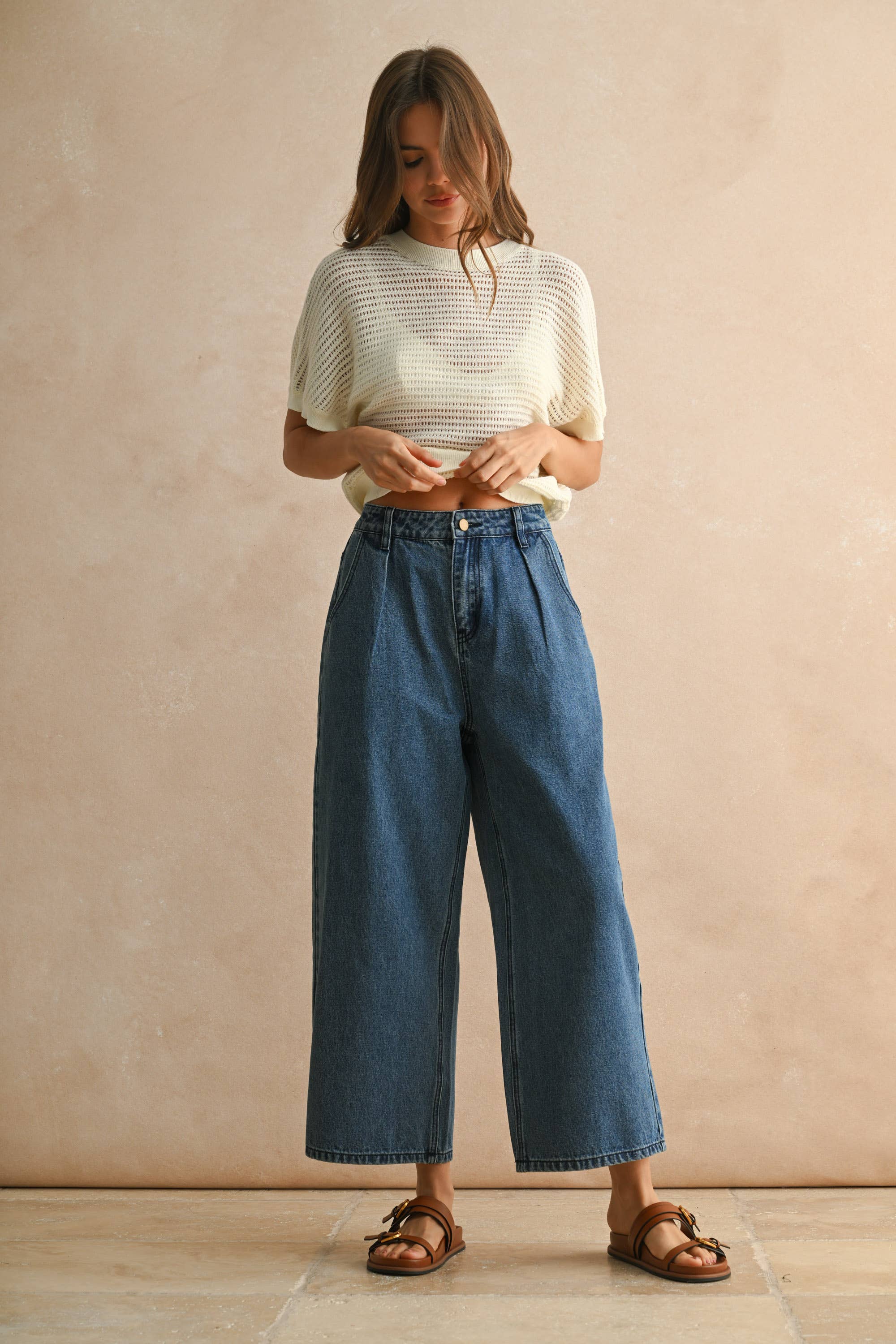 Relaxed Cropped Denim Pants