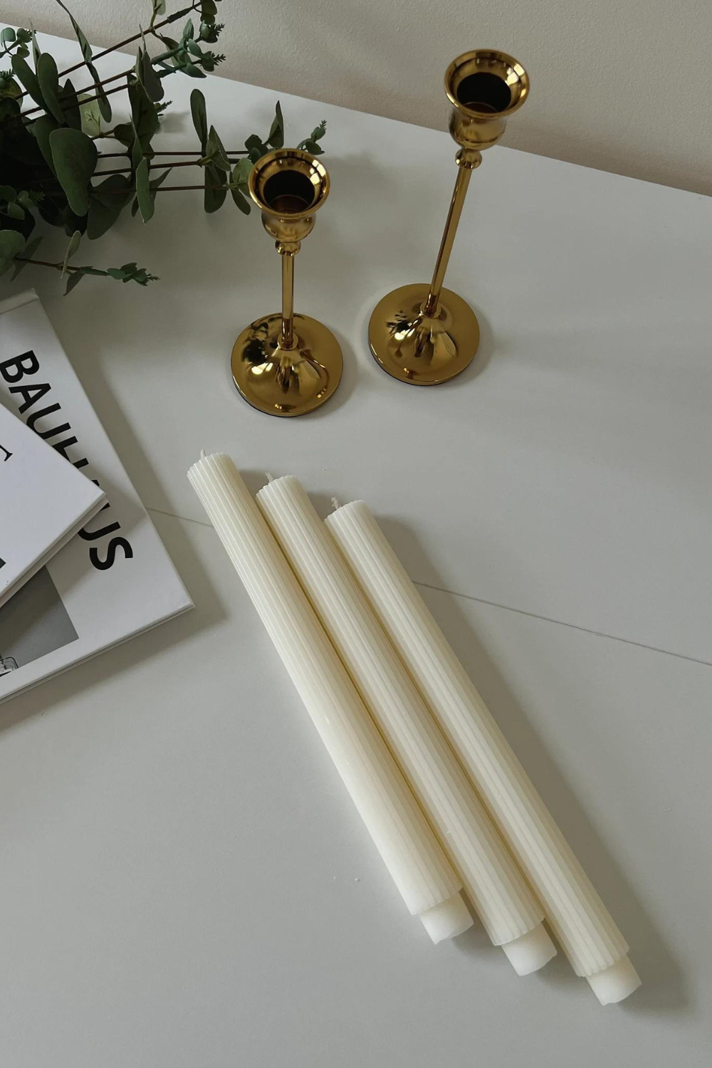Taper Ribbed Pillar Candle