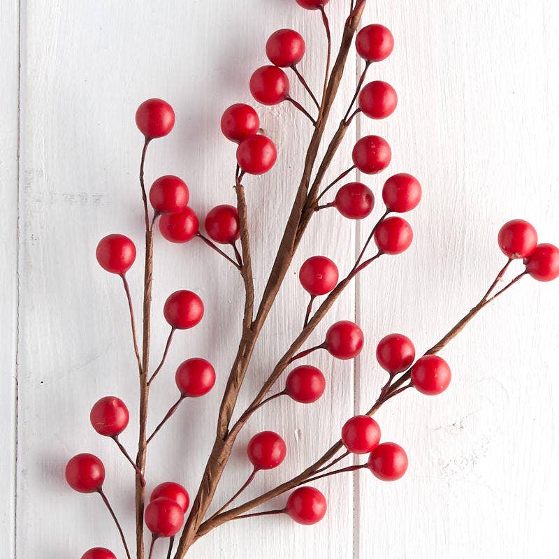 Red Artificial Berry Stem: 22"