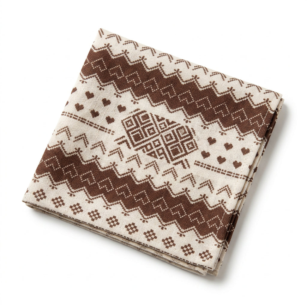 Fair Isle Bandana: Brown & Cream