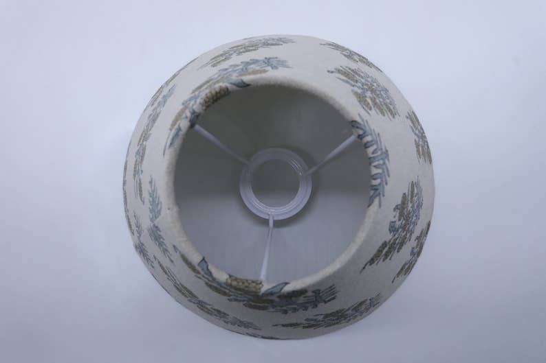 Block Print Lampshade: Blue & Beige