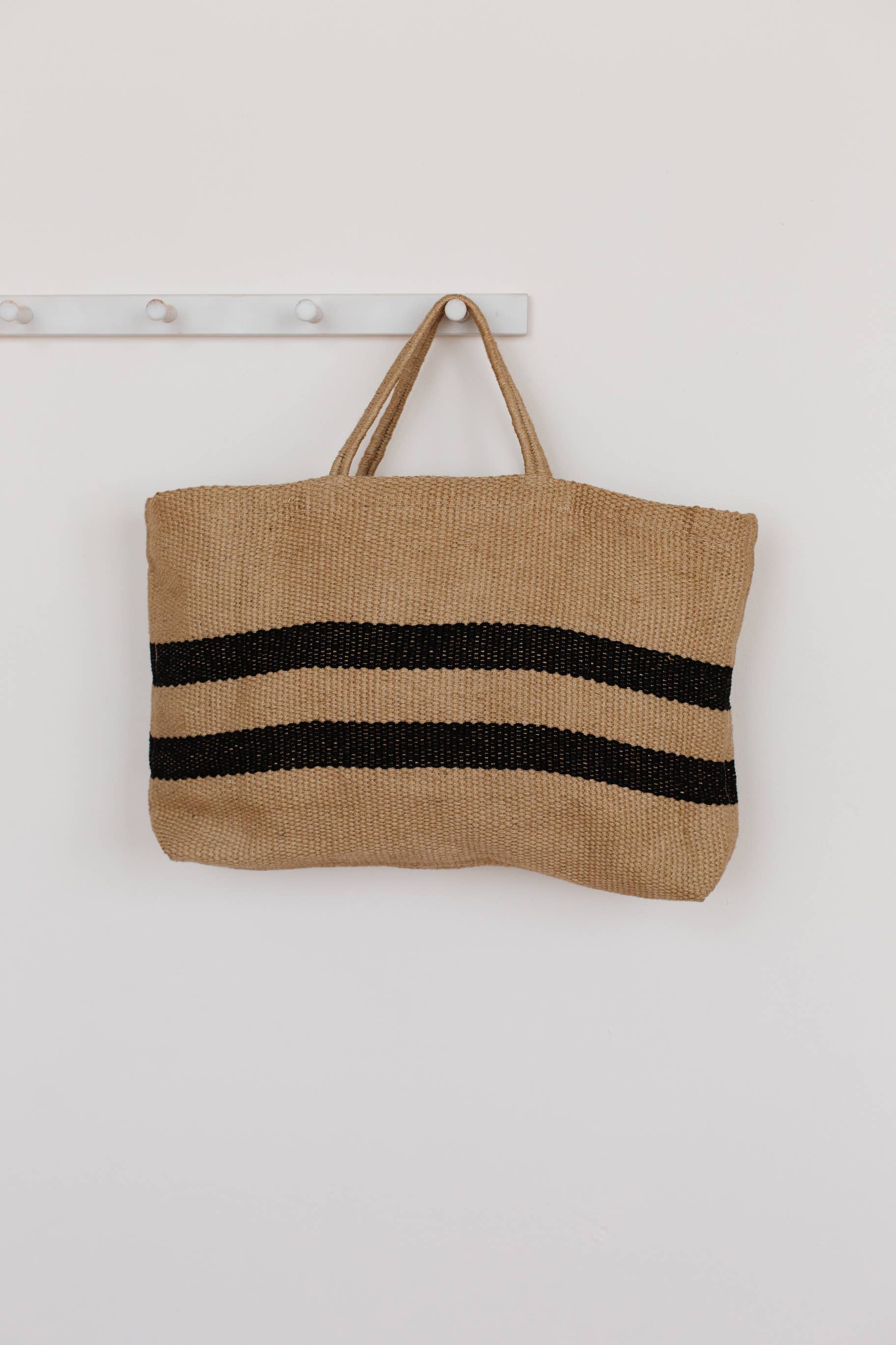 Double Stripe Jute Tote