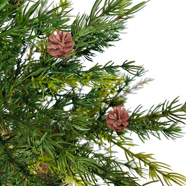 Faux Pine Tree in Woven Basket