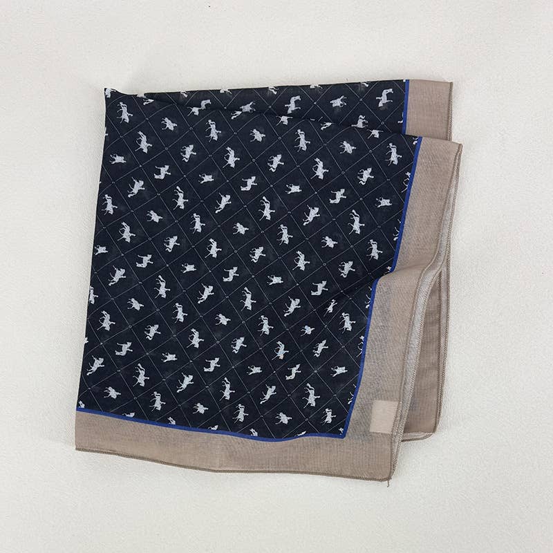 Equestrian Cowboy Bandana: Navy