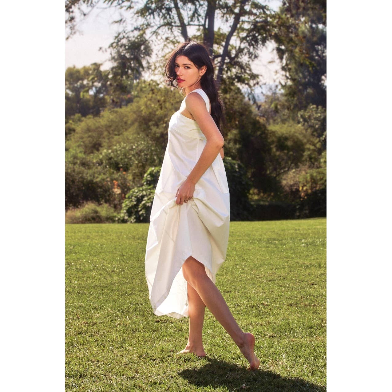 Cotton Halter Maxi Dress: White