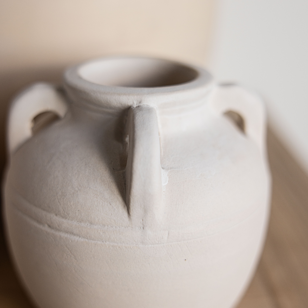 Cordoba White Matte Vase With Handles: Small