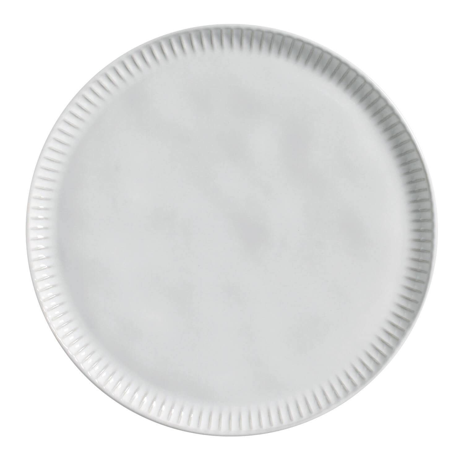 Linhas Stoneware Dinner Plate: White