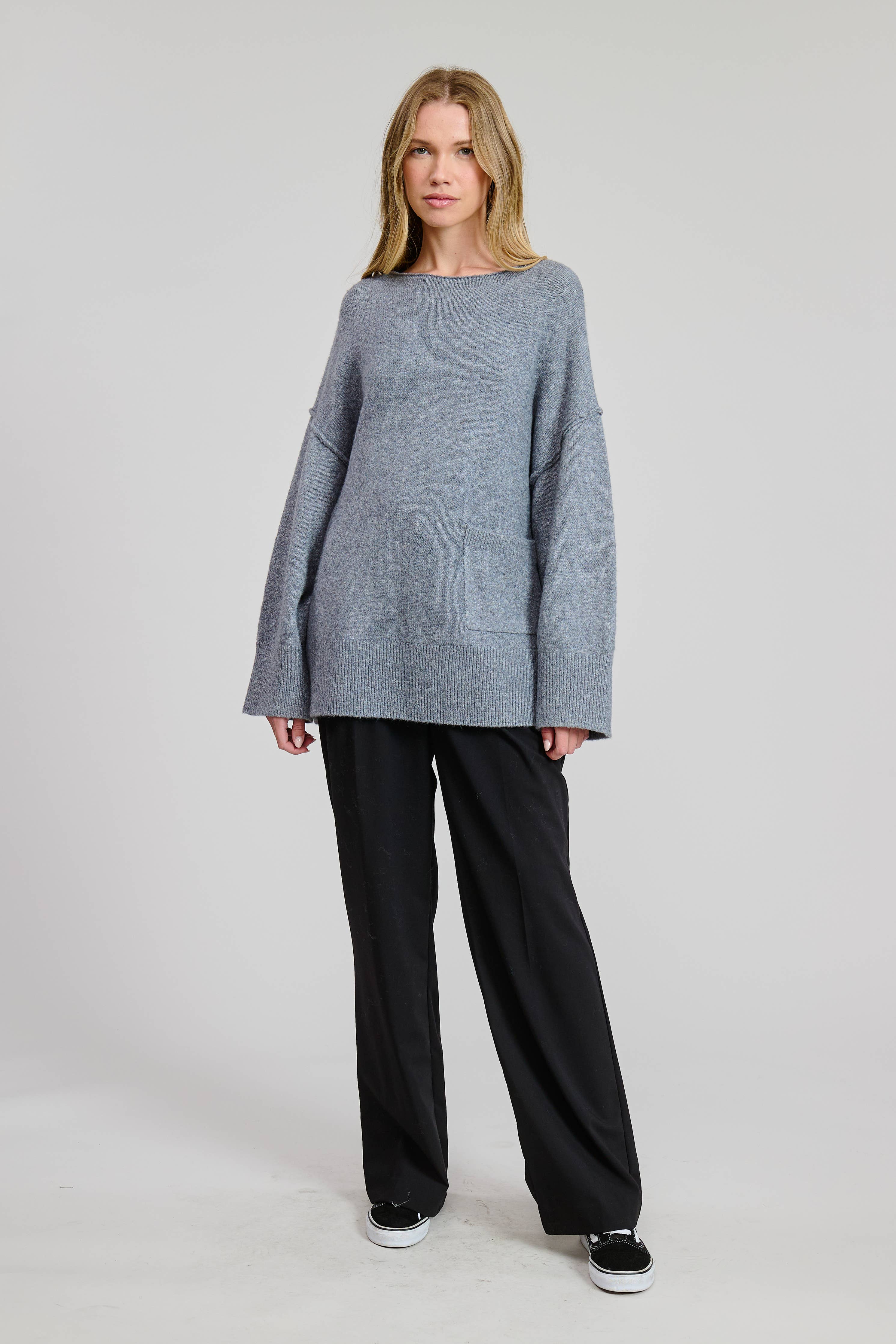Crewneck Sweater Pullover: Gray