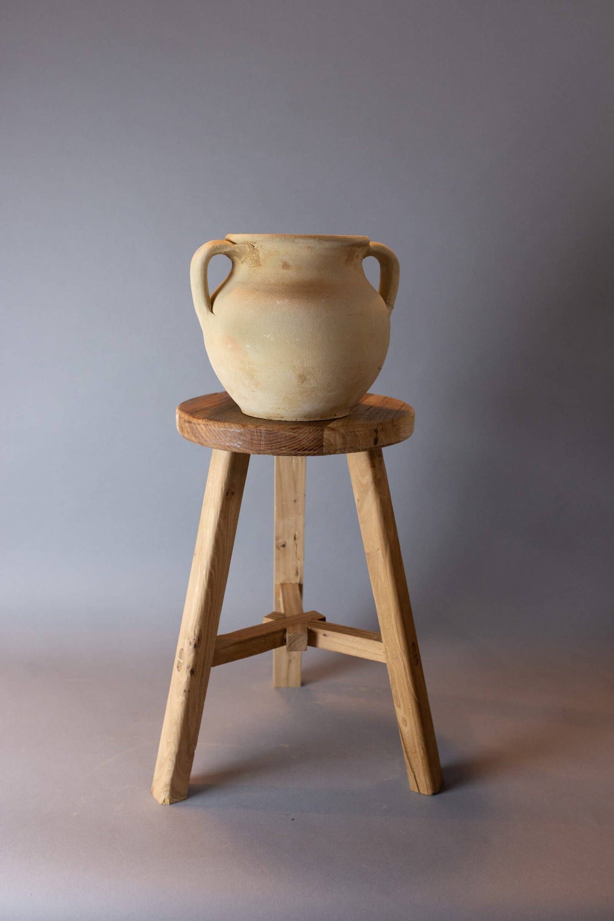 Vintage Elmwood Round Stool