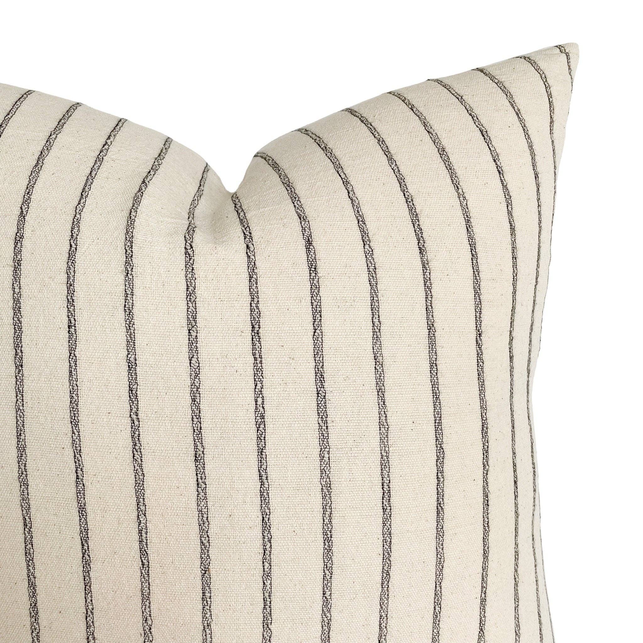 Walker Natural Black Stripe Pillow: 20x20