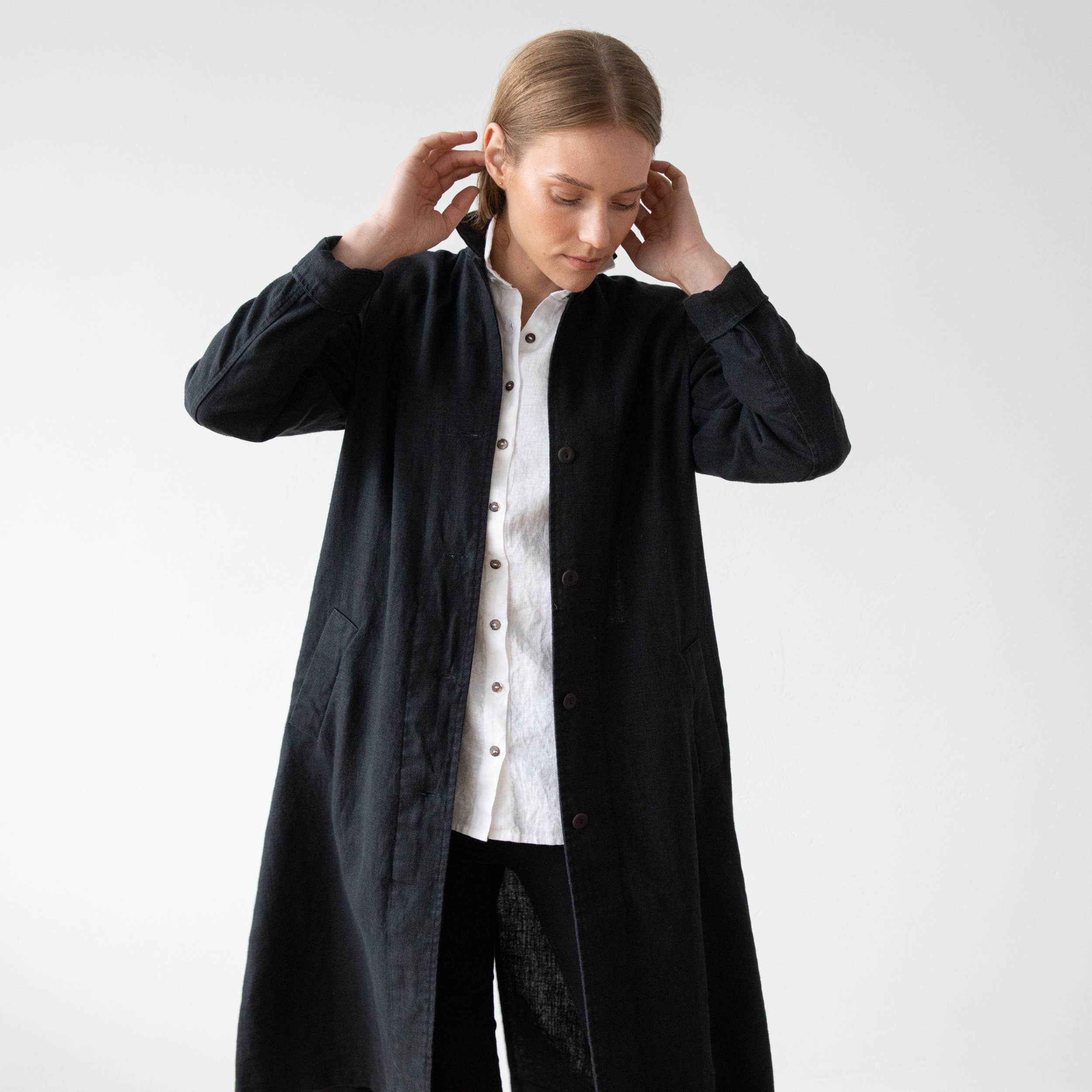 Long Black Linen Jacket