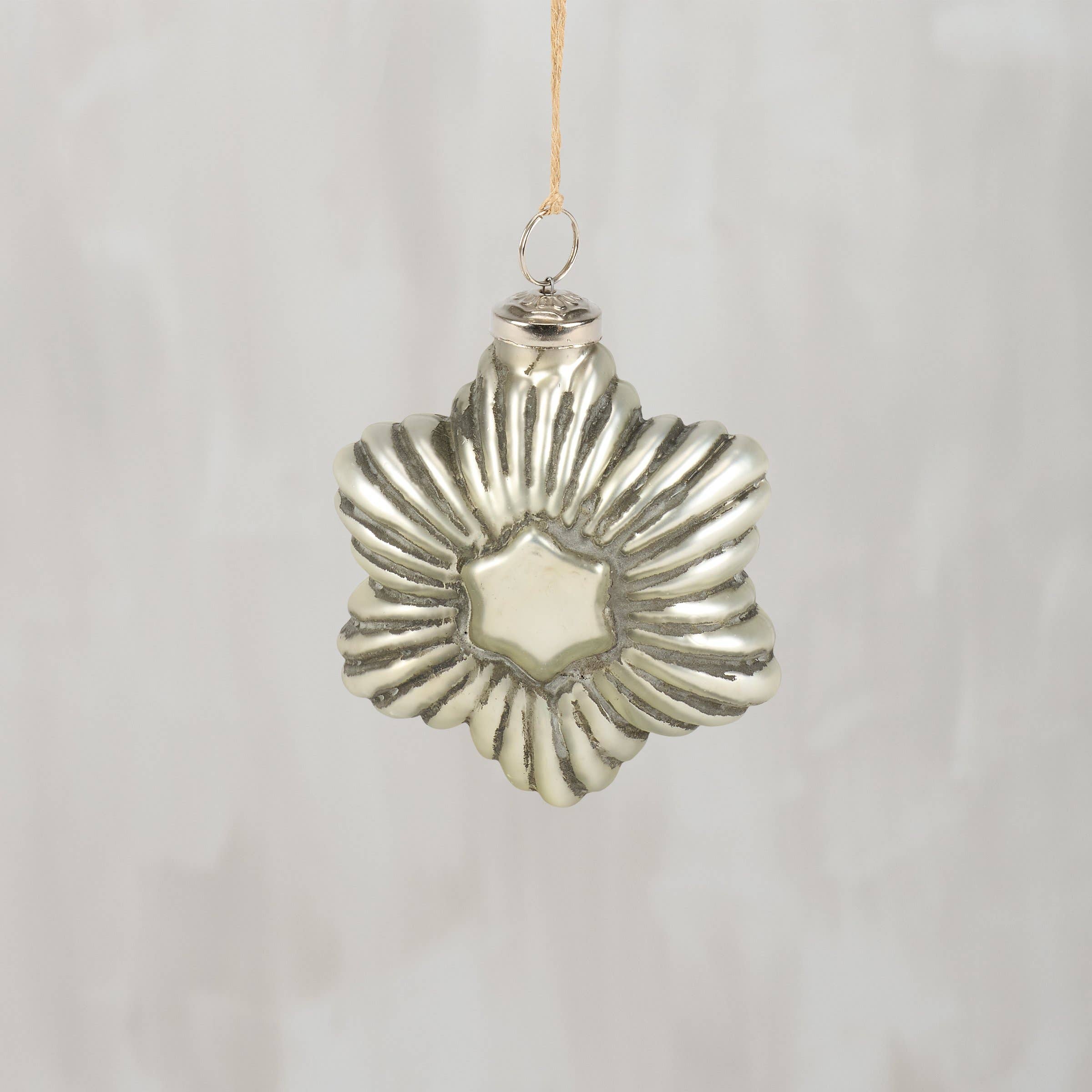 Silver Star Glass Ornament