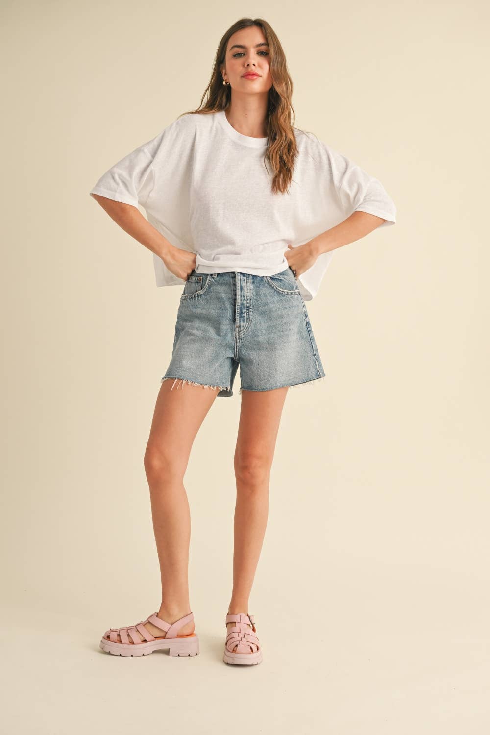 Cotton Linen Tee: White