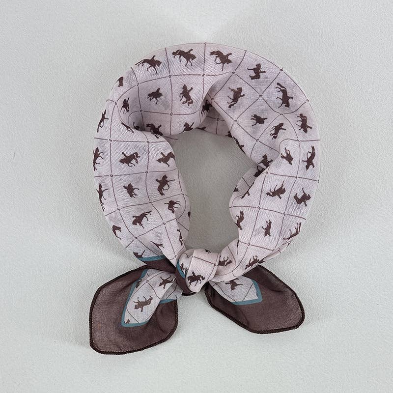 Equestrian Cowboy Bandana: Pink & Brown