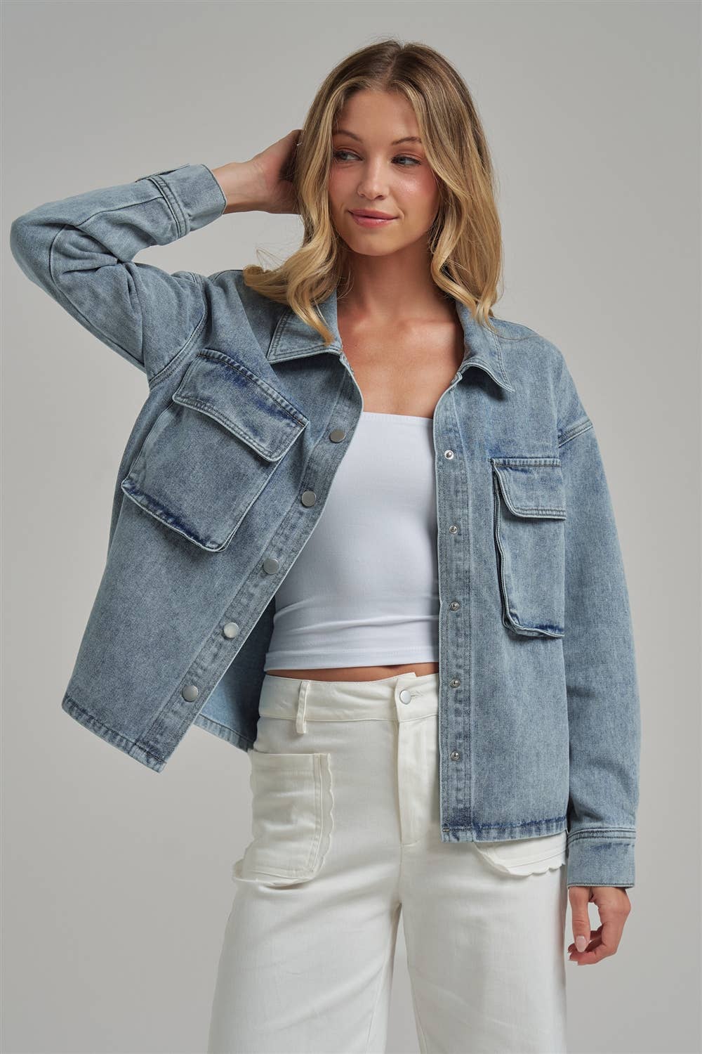 Washed Denim Shacket