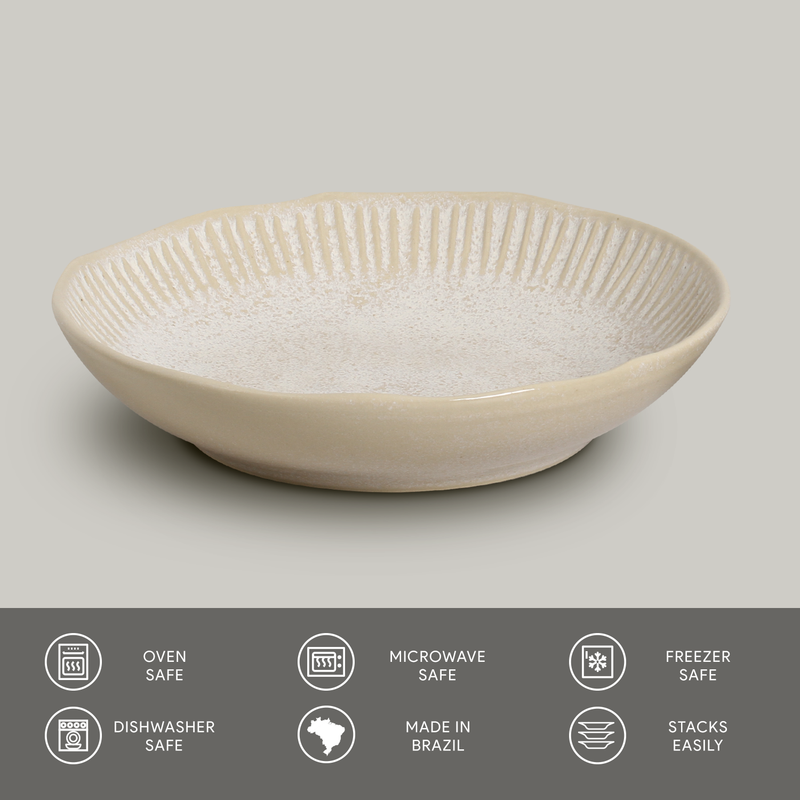 Linhas Stoneware Salad Bowl: Latte