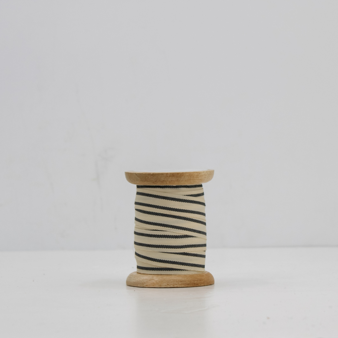 Holiday Ribbon Striped Set of 2, Cream Black, 18 mm / 10 yd