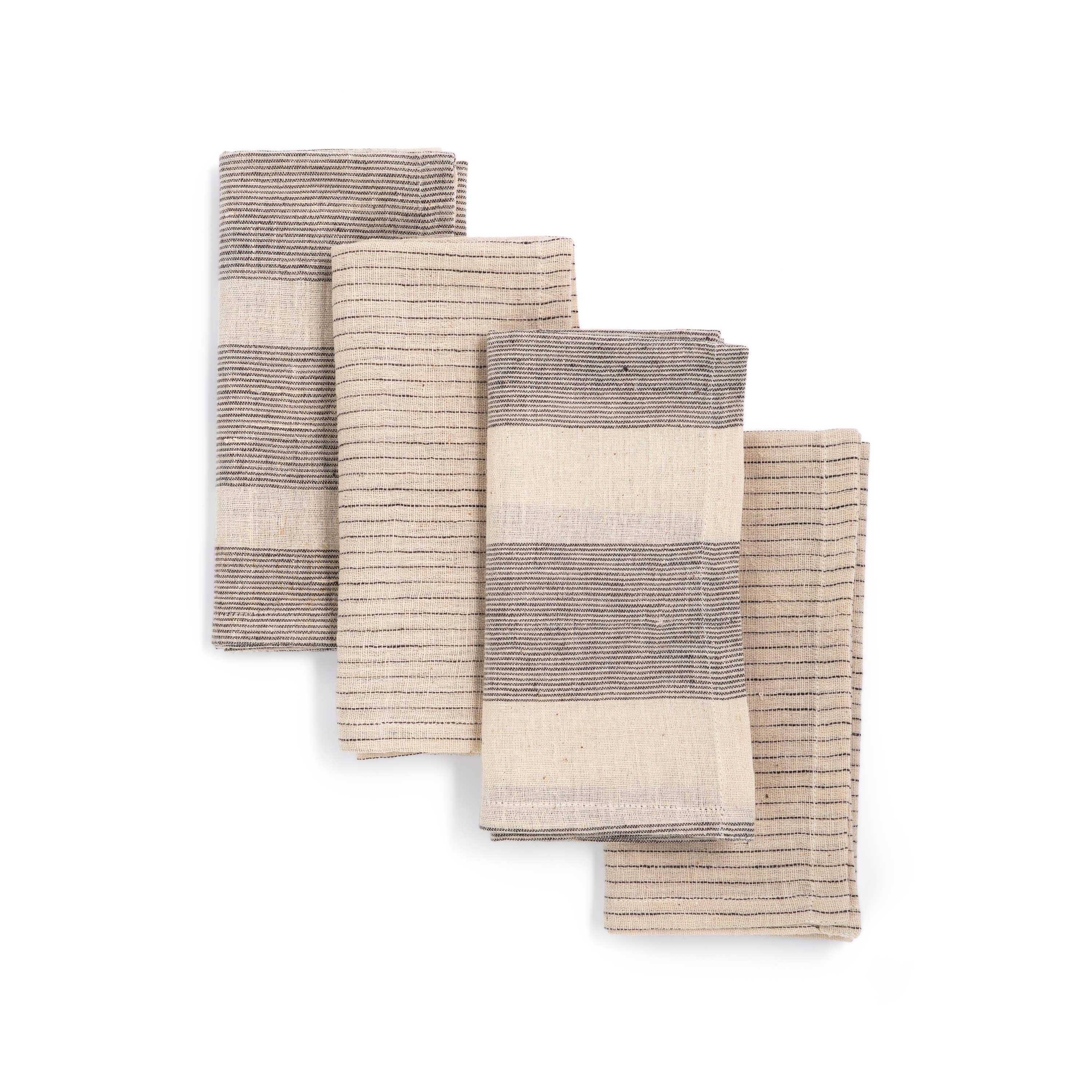 Black Handwoven Organic Cotton Napkins: Set of 4