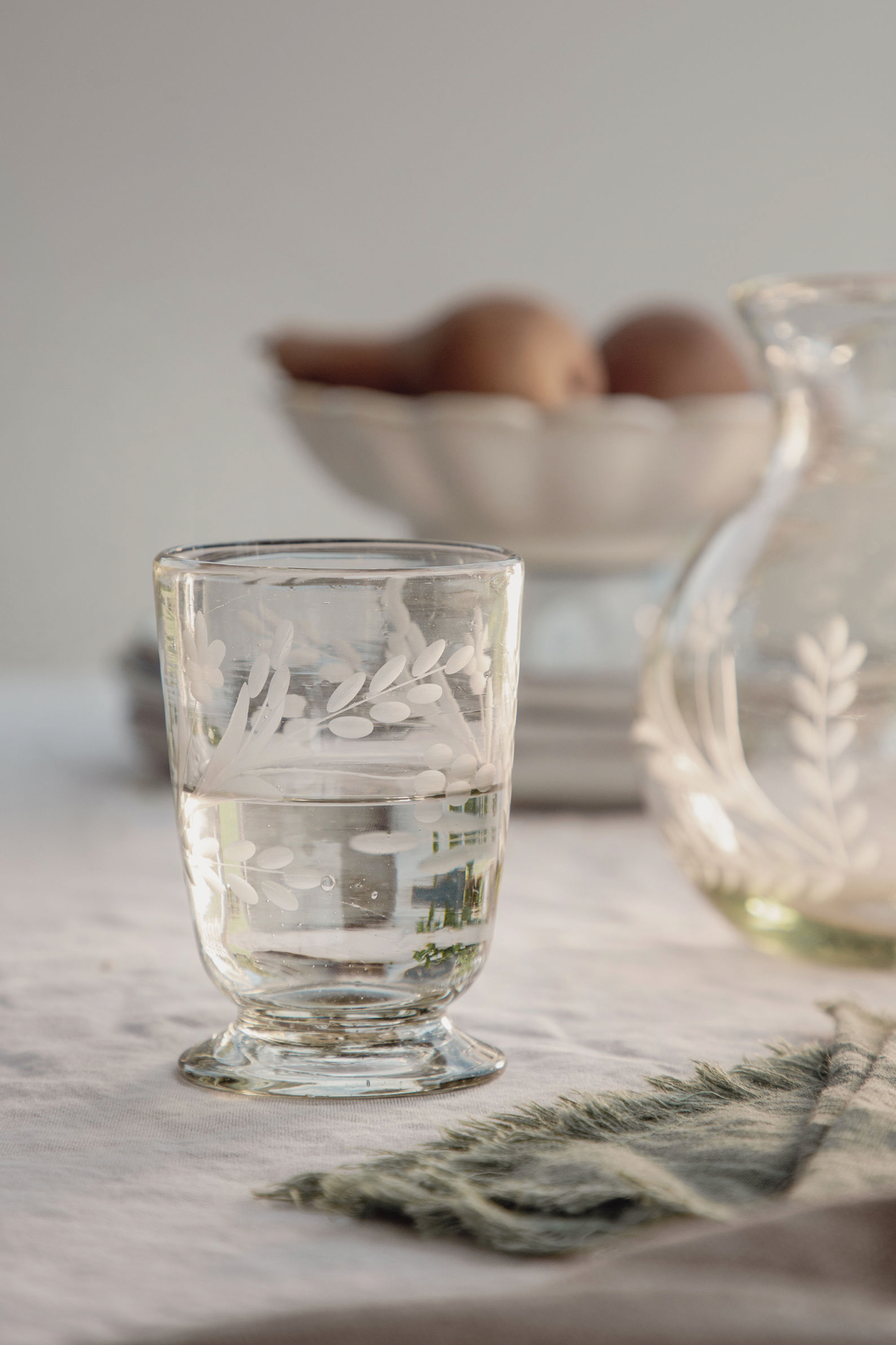 Floral Footed Wine Glass