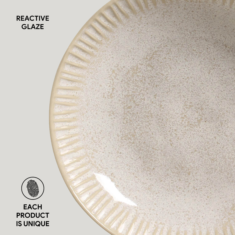 Linhas Stoneware Salad Bowl: Latte
