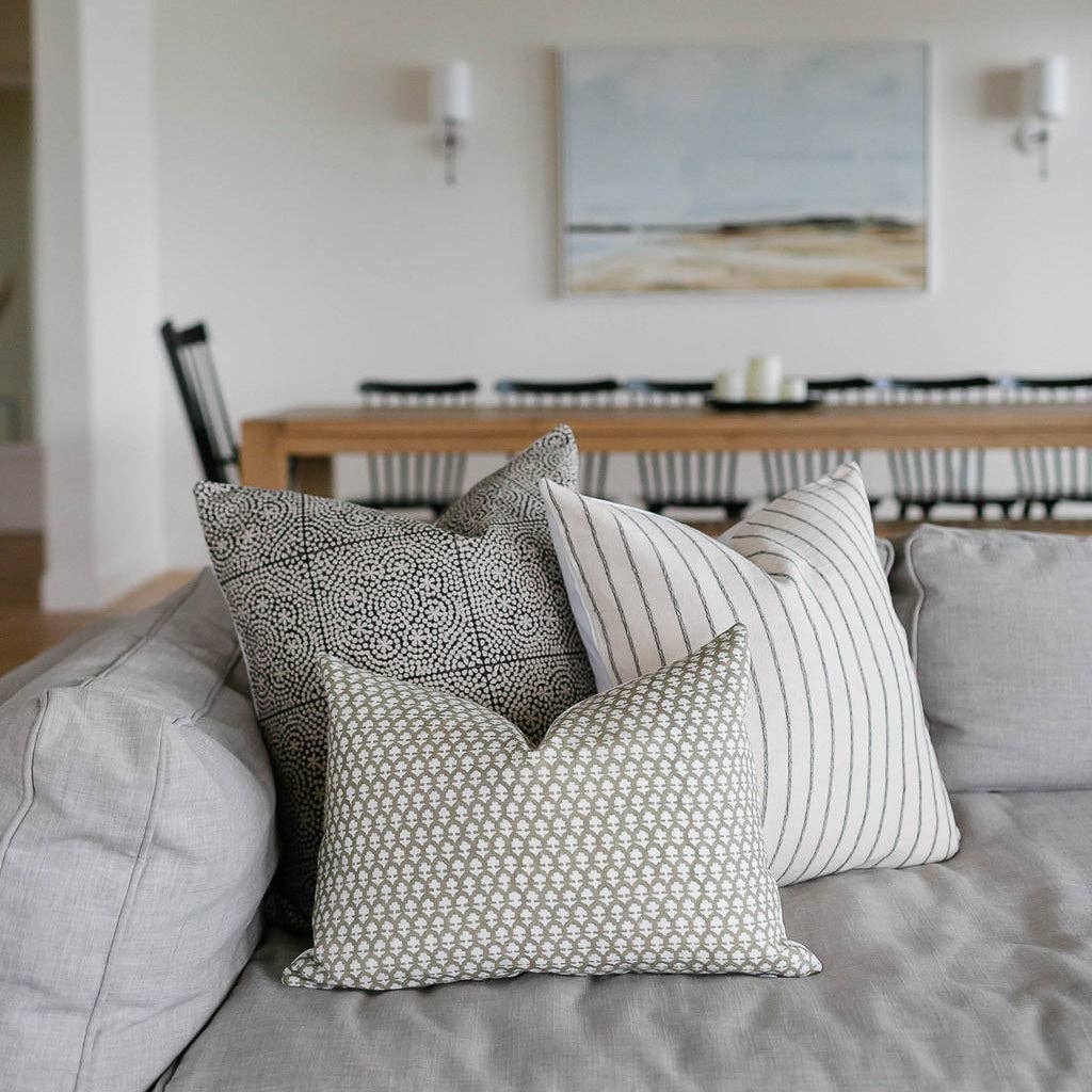 Walker Natural Black Stripe Pillow: 20x20