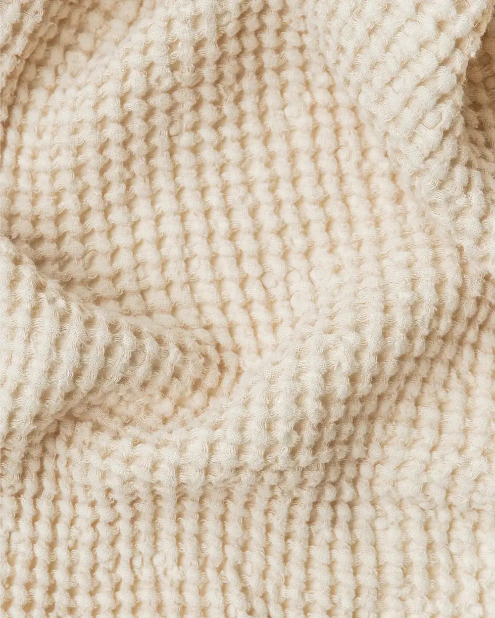 Linen Waffle Blanket: Vanilla
