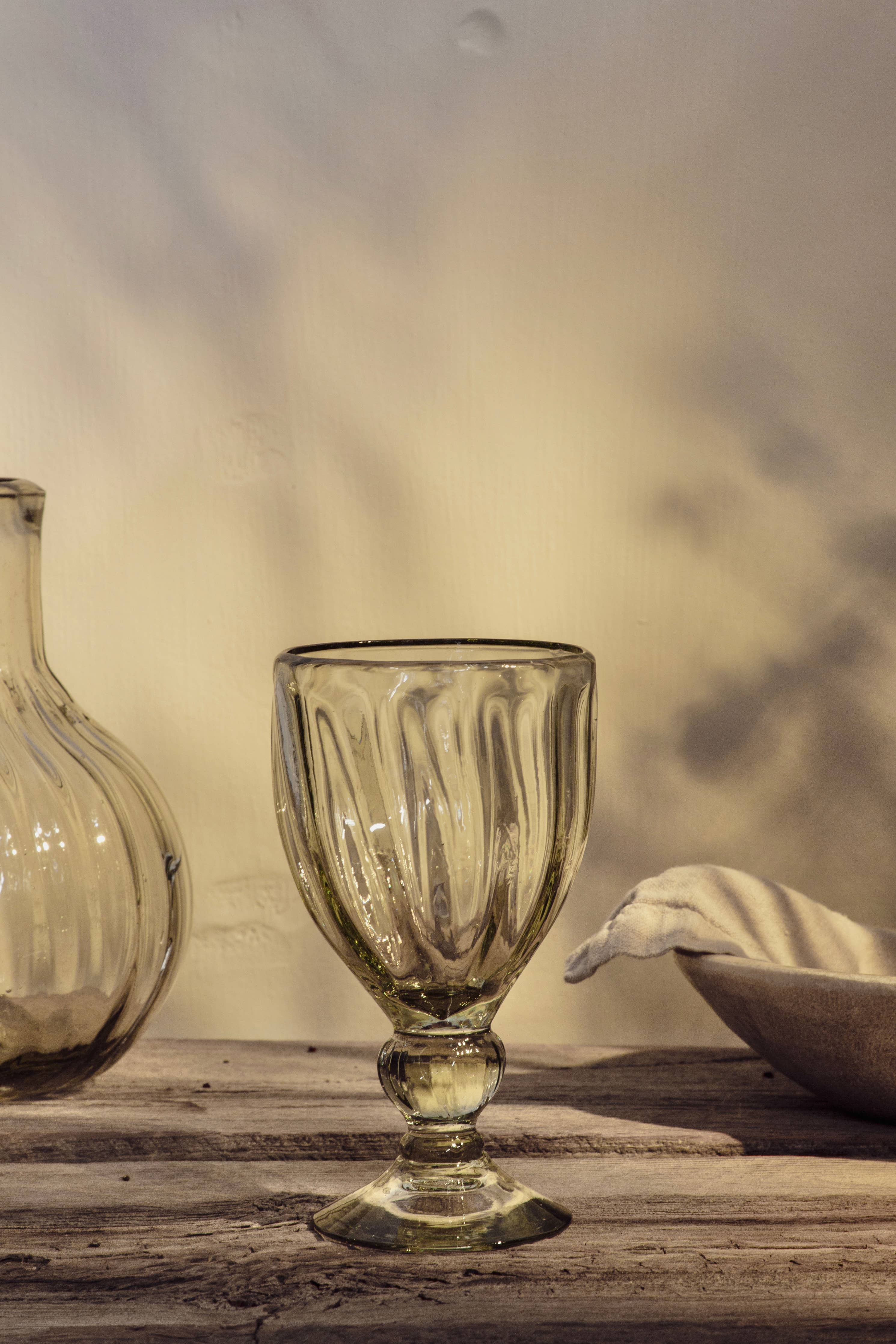 Handblown Fluted Wine Glass