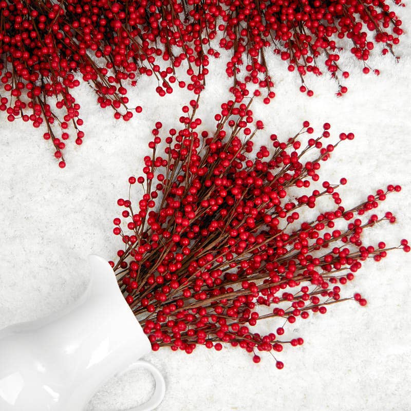 Red Artificial Berry Stem: 22"