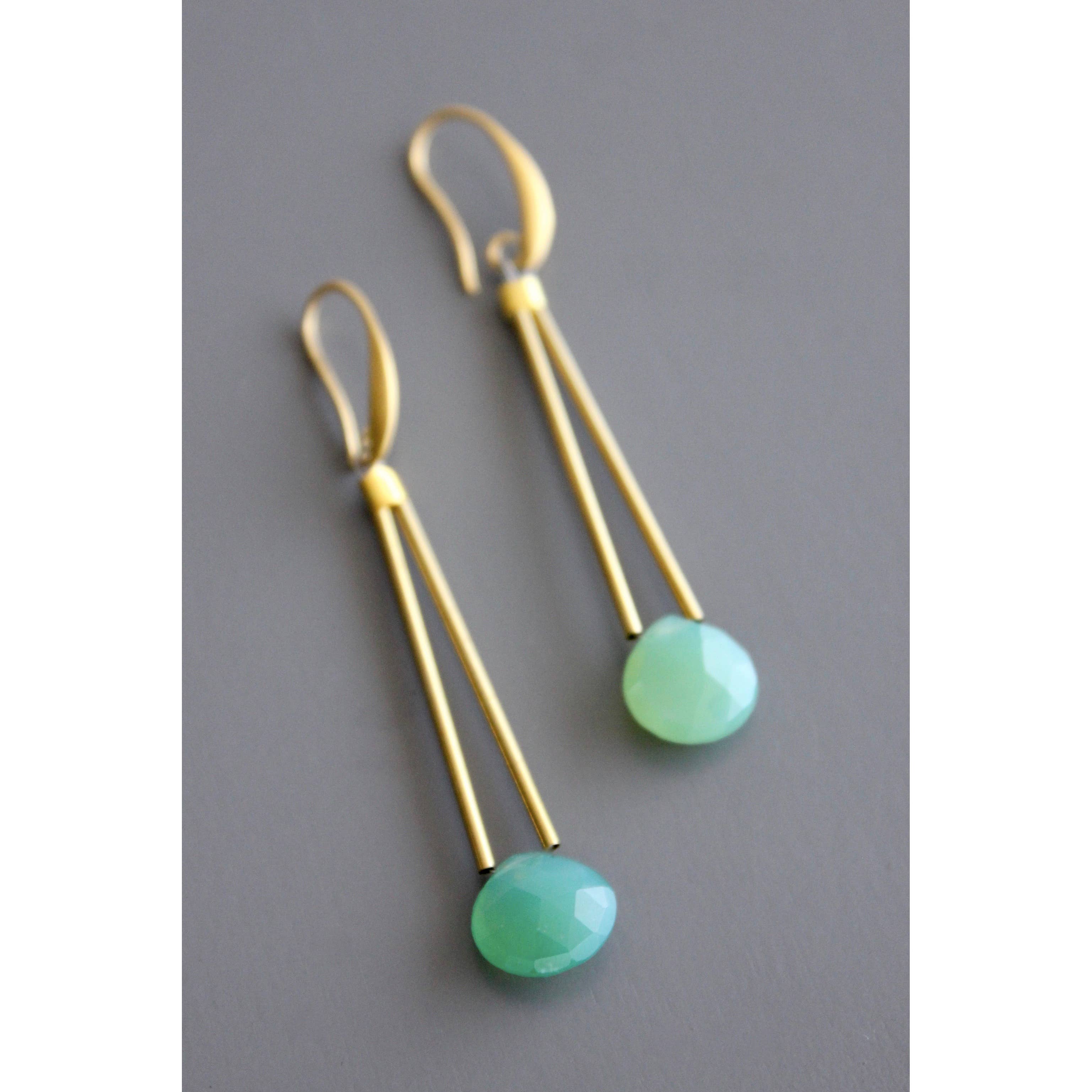 Green Onyx Drop Earrings