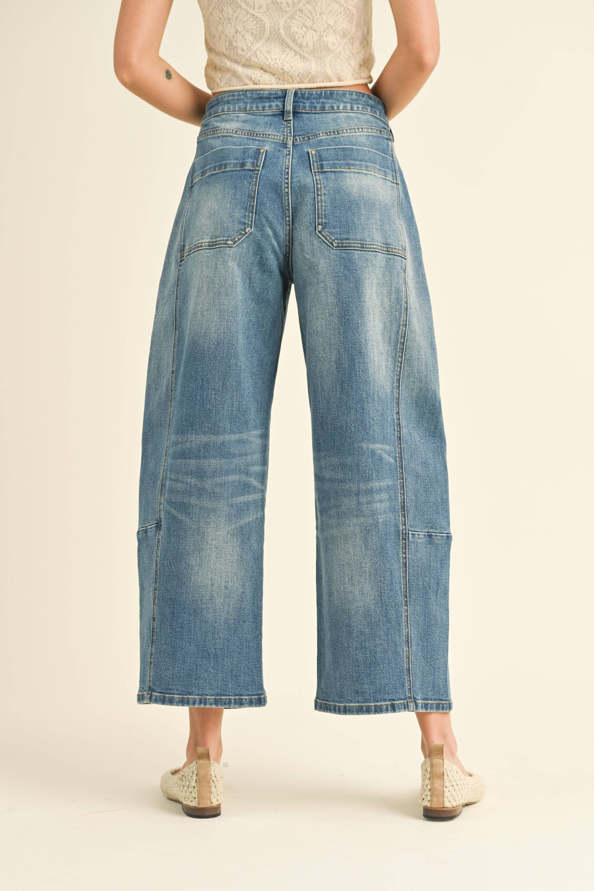 Loose Fit Barrel Denim Pants