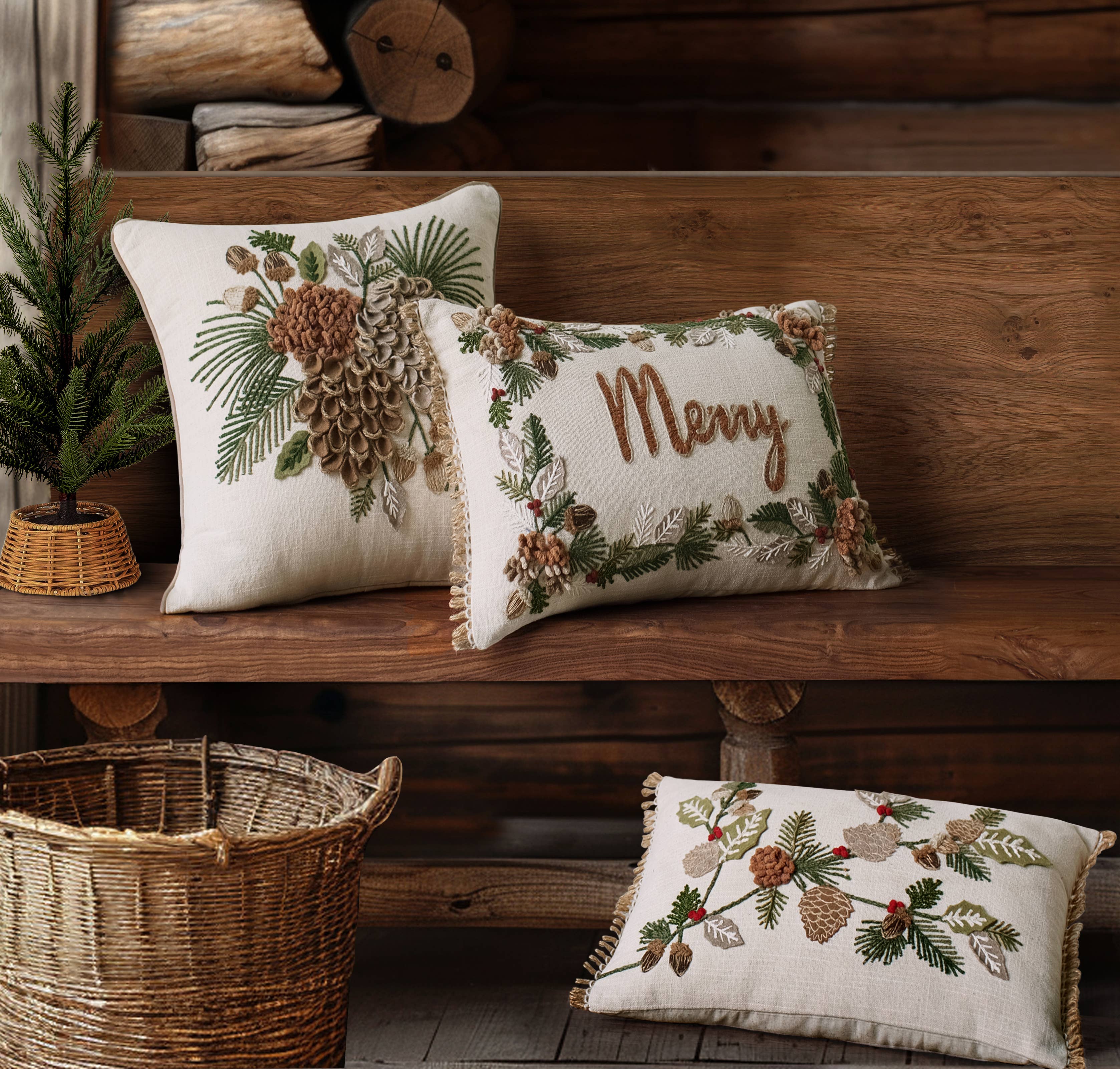 Branches Embroidered Pillow