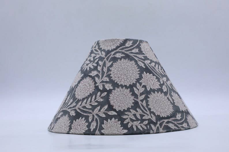 Block Print Lampshade: Blue