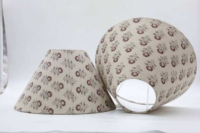 Block Print Lampshade: Beige & Wine
