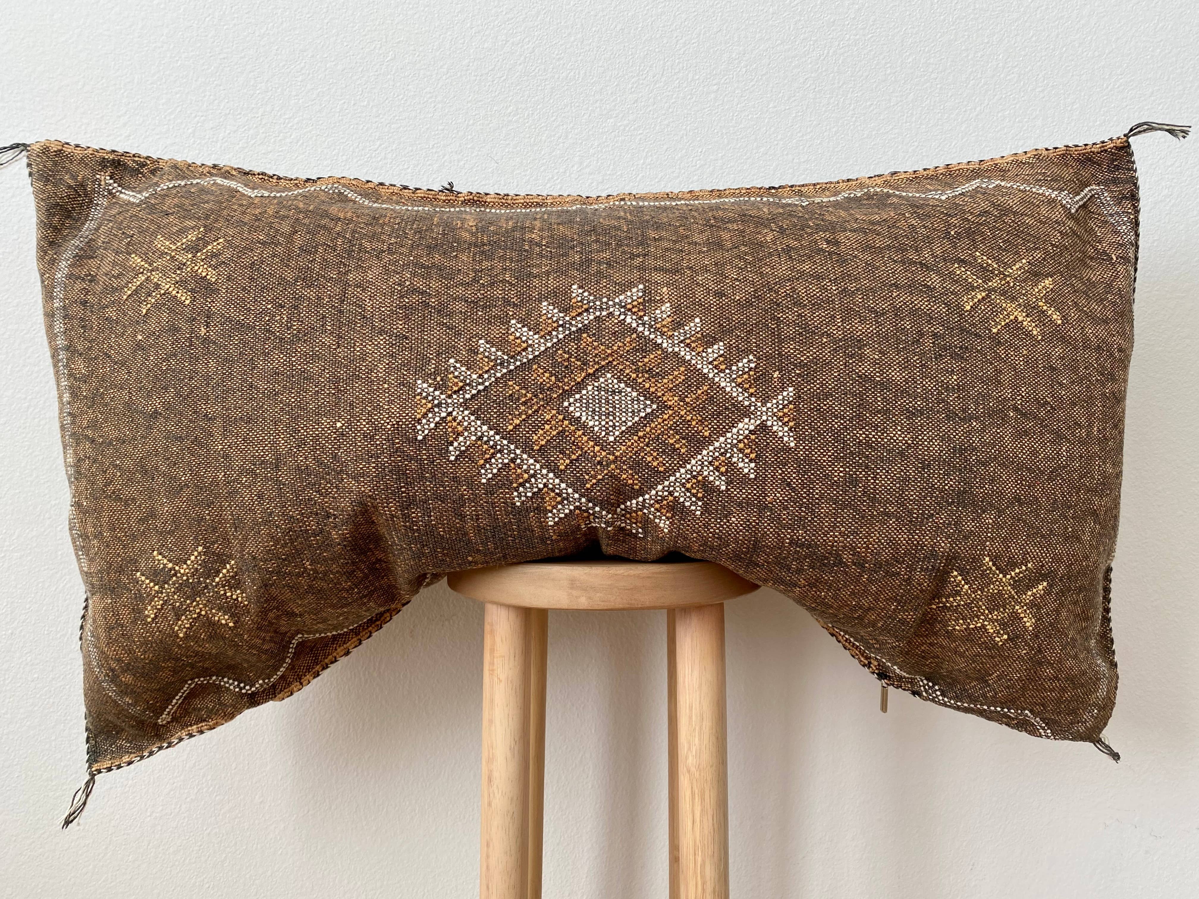 Silk Sabra Lumbar Pillow: Brown