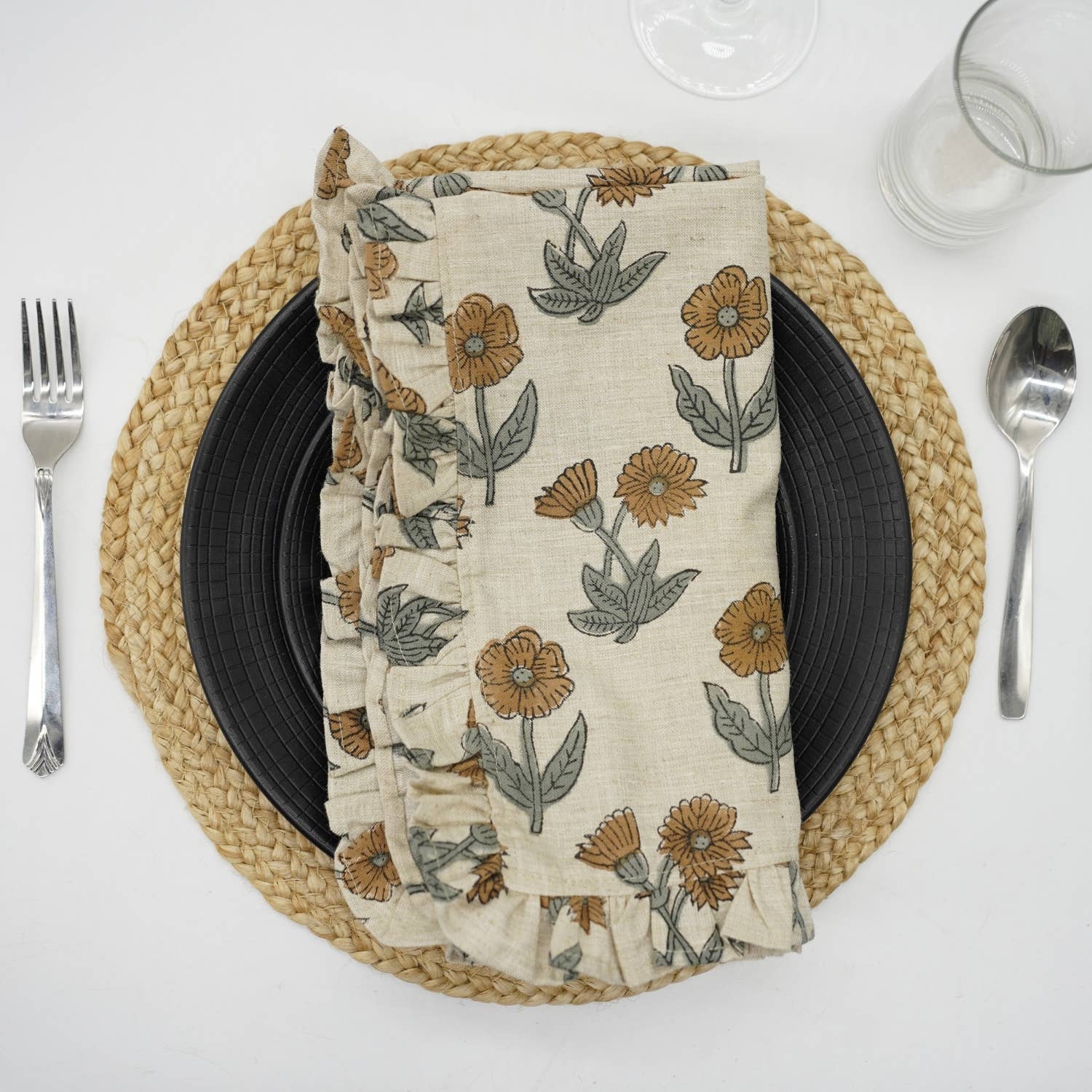Block Printed Napkins: Beige / Set of 4