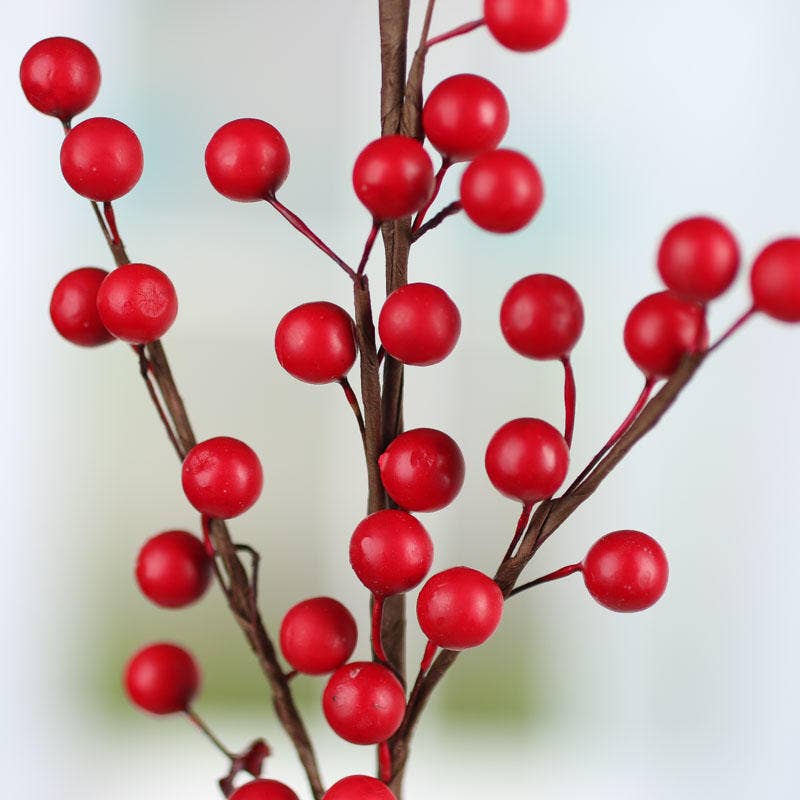 Red Artificial Berry Stem: 22"
