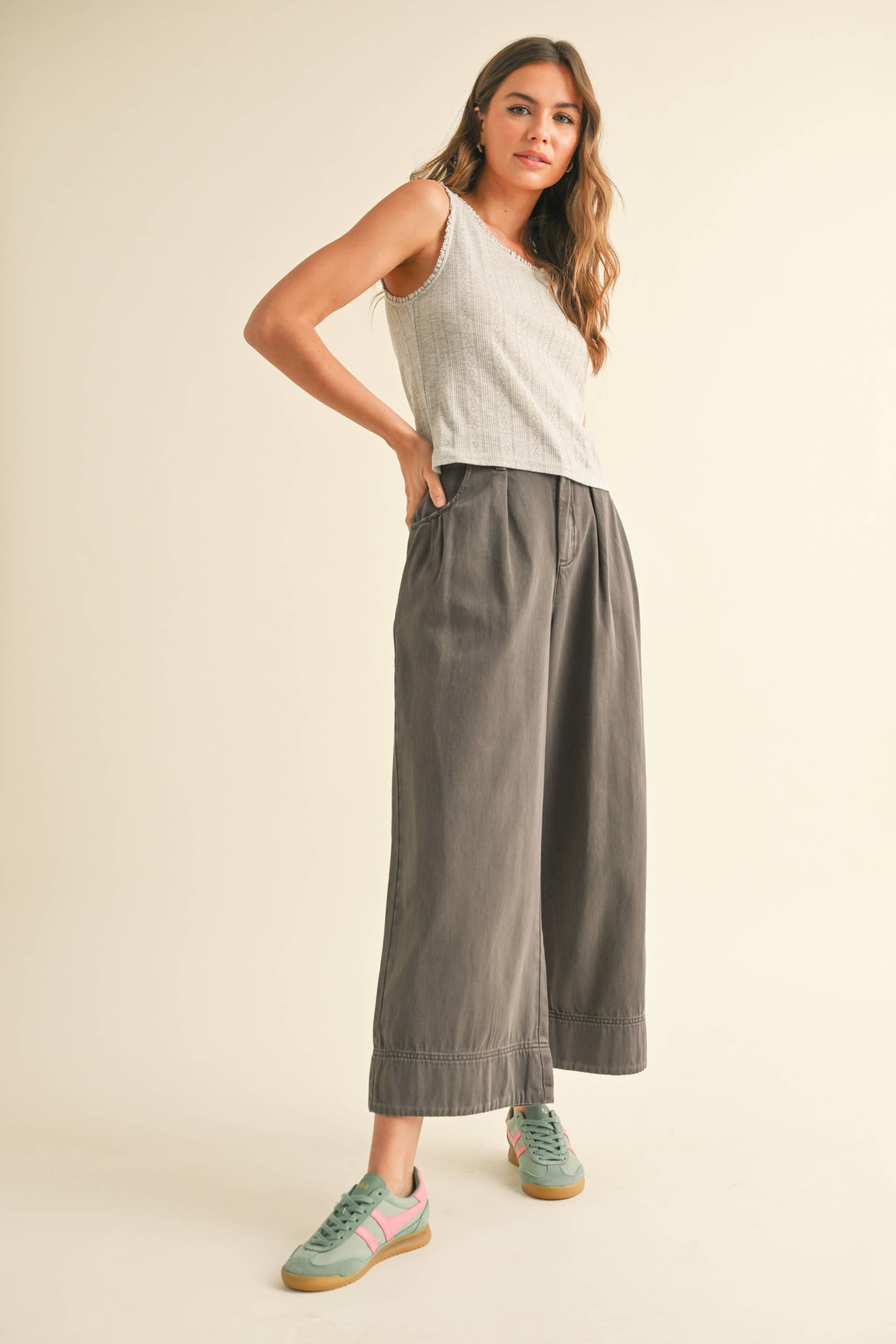 Loose Fit Cotton Pant: Charcoal