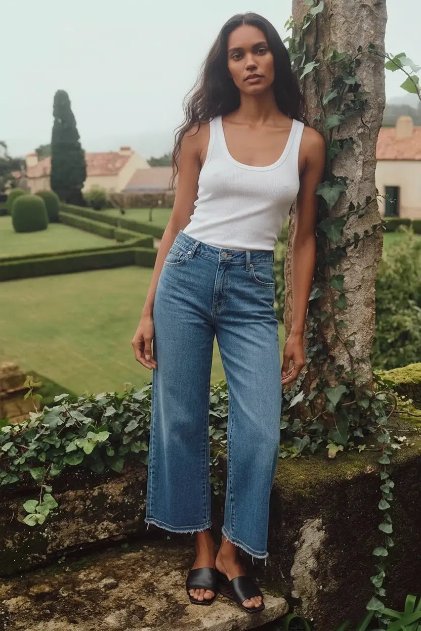 Ultra High Rise Crop Wide Jeans