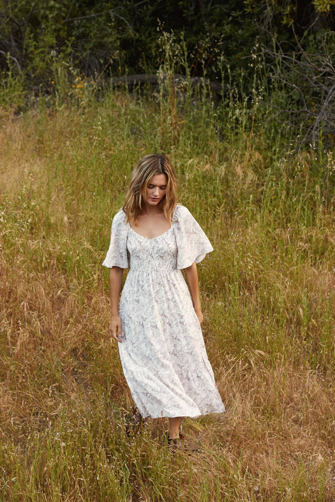 Floral Flutter Sleeve Dress