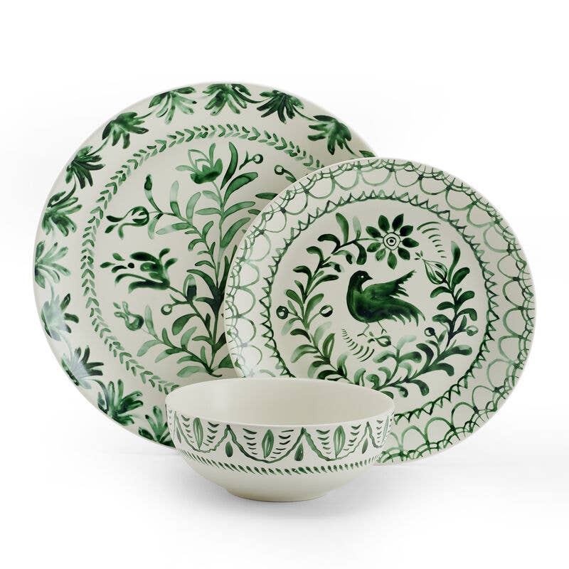 Hand Painted Sicily Bowl: Green