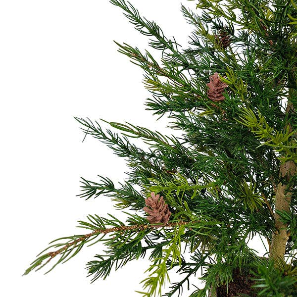 Faux Pine Tree in Woven Basket