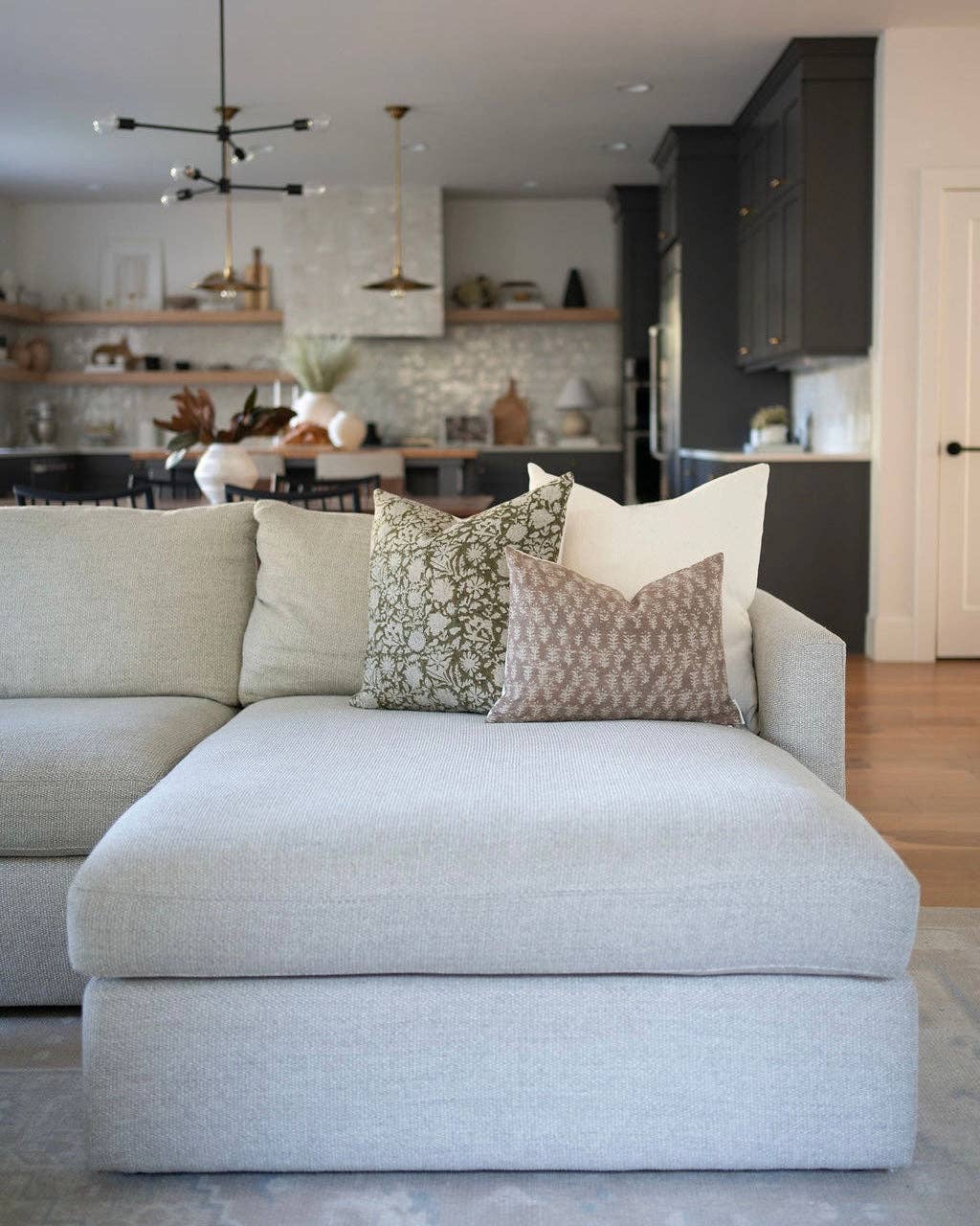 Sienna Dark Olive Floral Handblock Pillow