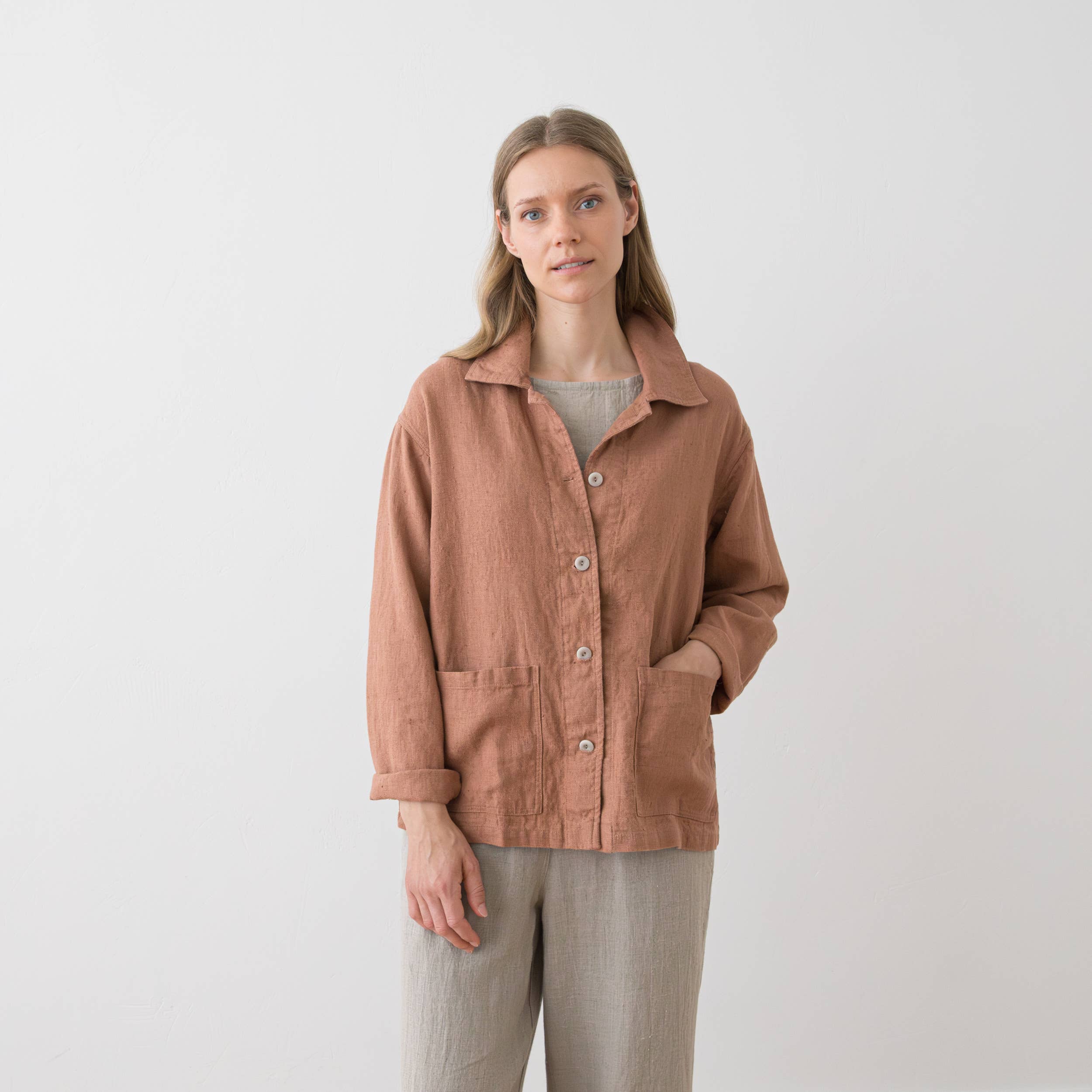 Mocha Linen Oversized Jacket
