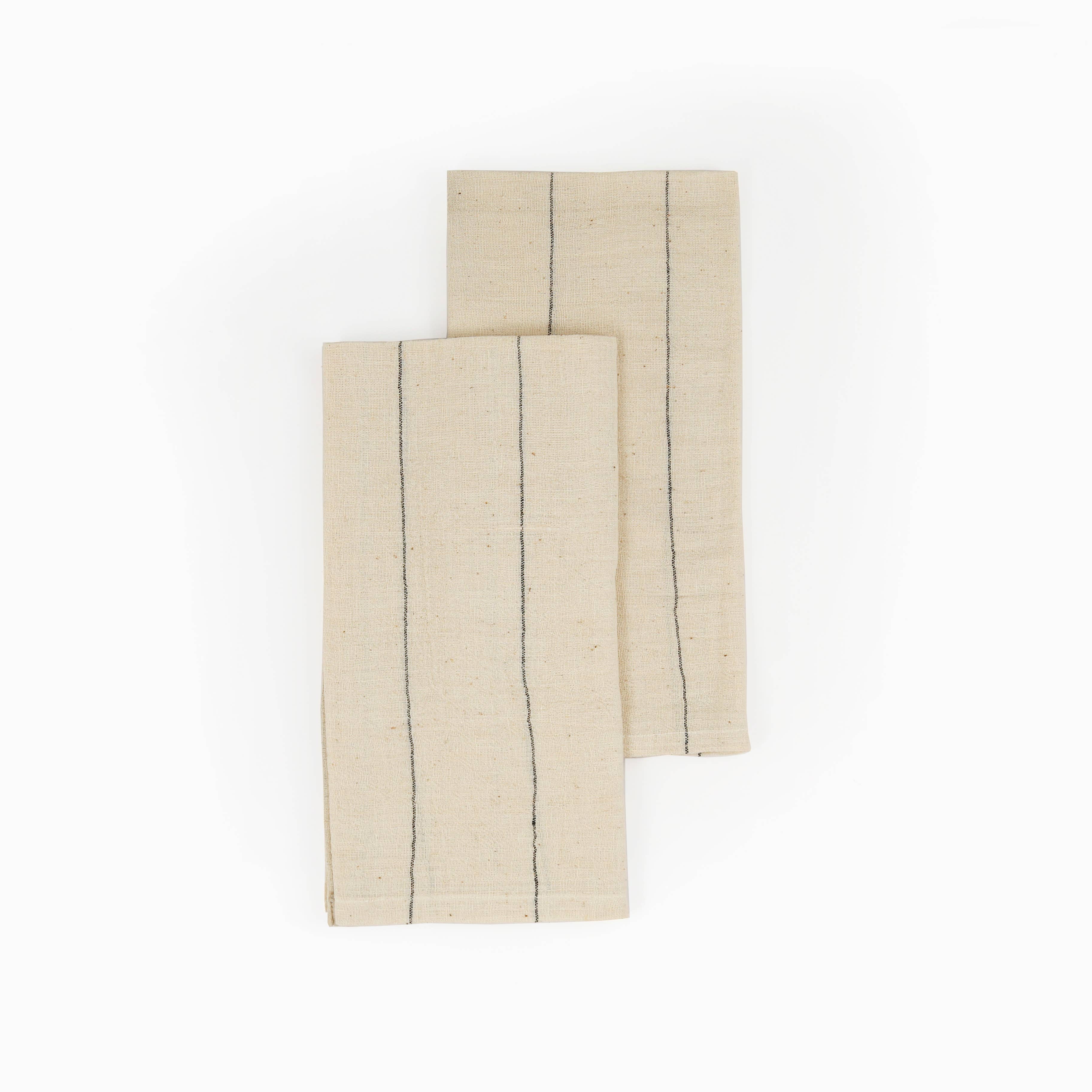 Thin Stripe Organic Cotton Napkins: Set of 2