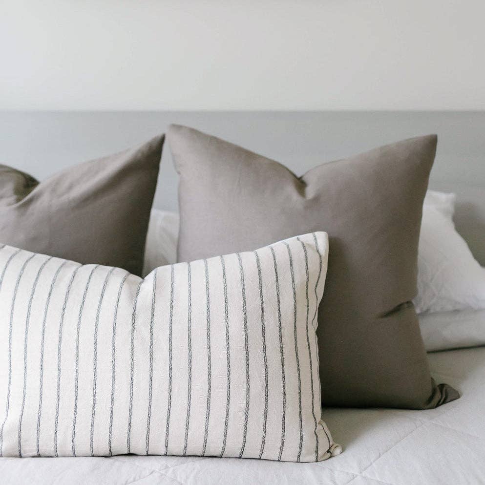 Walker Natural Black Stripe Pillow: 20x20