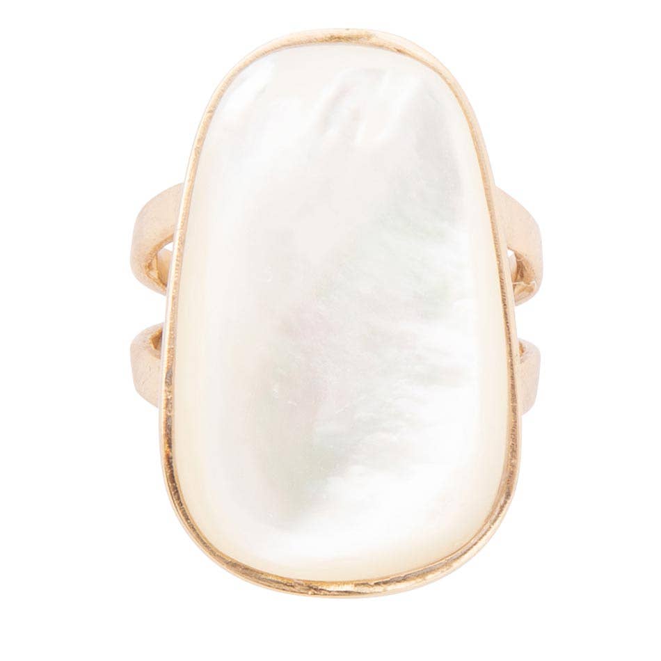 Mother of Pearl and Bronze Ring: Size 7